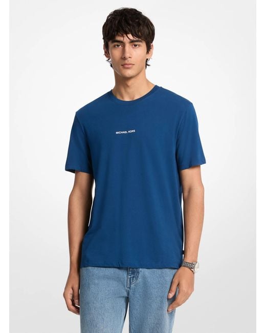 Michael Kors Blue Mk Graphic Logo Cotton T-Shirt for men