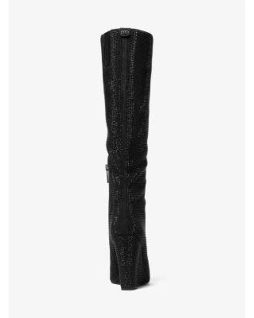 Michael Kors Black Mk Alina Flex Snake Embossed Leather Ankle Boot