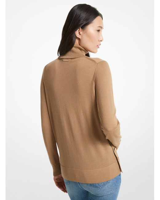 MICHAEL Michael Kors Brown Mk Merino Wool Polo Neck Jumper