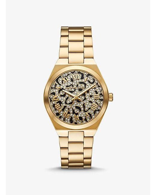 Michael Kors Metallic Mk Lennox Animal Pavé-Tone Watch