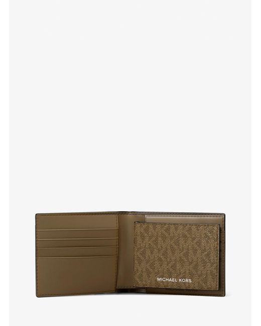 Michael Kors Natural Mk Harrison Logo Billfold Wallet With Passcase for men