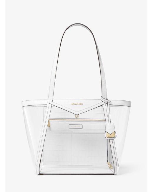 MICHAEL Michael Kors White Whitney Large Clear And Leather Tote Bag
