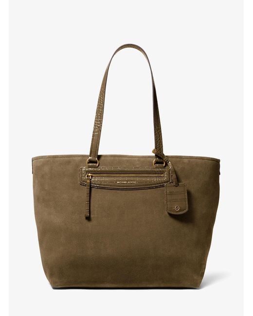 MICHAEL Michael Kors Natural Mk Jet Set Travel Extra-Large Suede Tote Bag