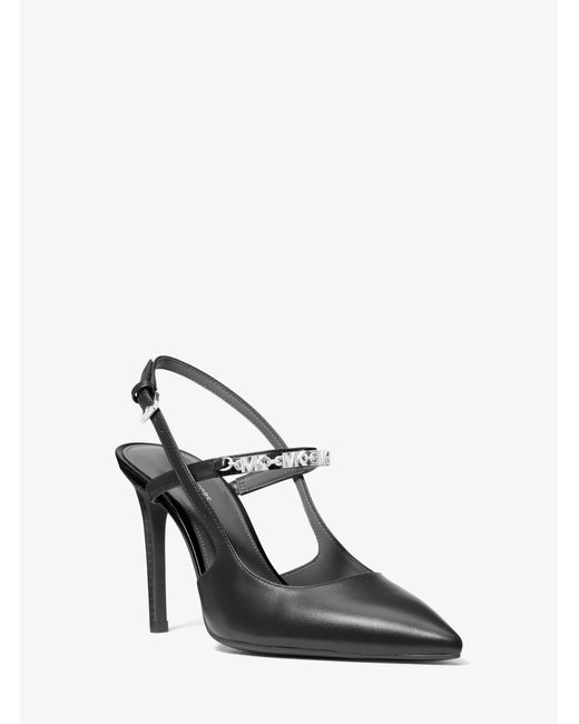 MICHAEL Michael Kors White Mk Dina Flex Leather Slingback Pump