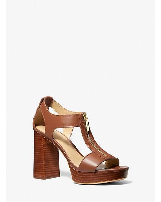 Michael Kors Brown Berkley Leather Block-heel Sandal