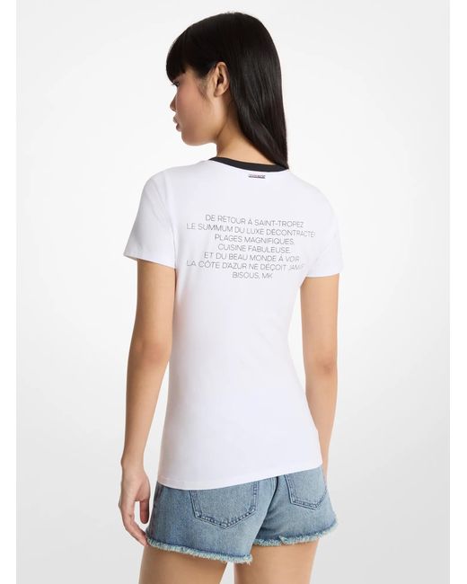 Michael Kors White Mk St. Tropez Stretch Cotton T-Shirt