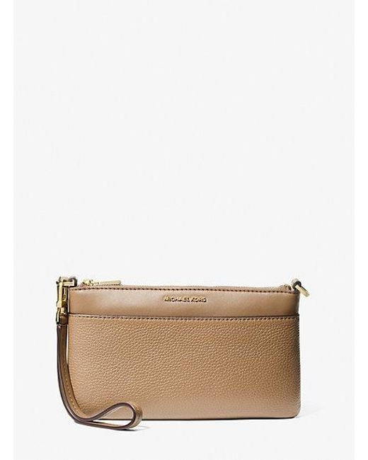 Michael Kors Natural Jet Set Medium Pebbled Leather Wristlet