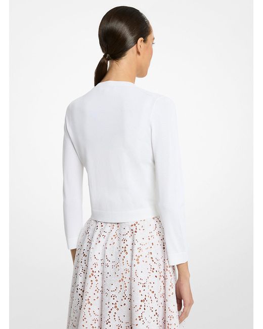 Mkcárdigan Corto Y Ajustado De Viscosa Elástica Michael Kors de color White