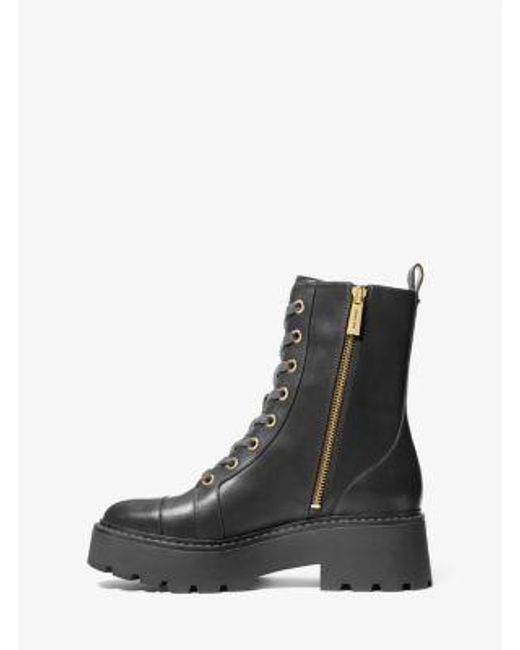 Michael Kors Black Mk Blake Leather Combat Boot