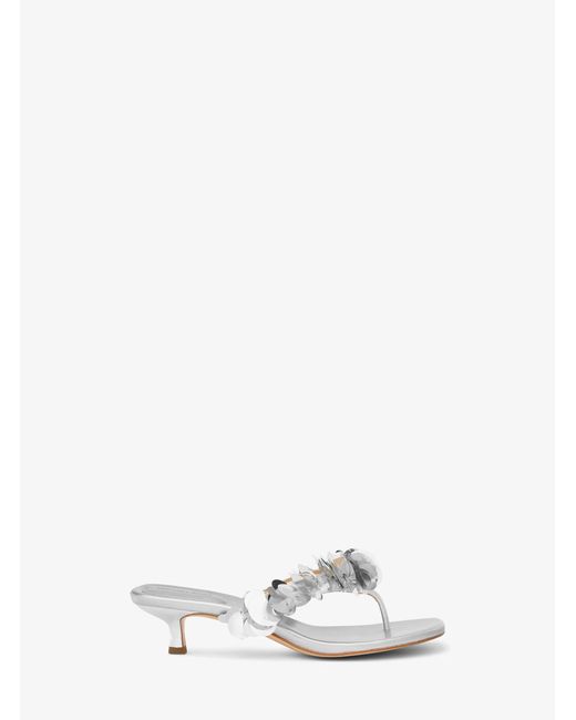 MICHAEL Michael Kors White Mk Loretta Sequin Embellished Metallic Sandal
