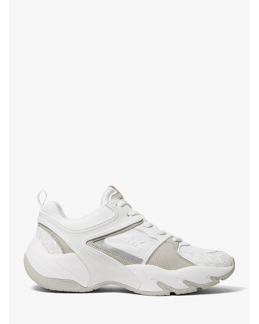 Michael Kors White Mk Chase Mixed-Media Trainer for men