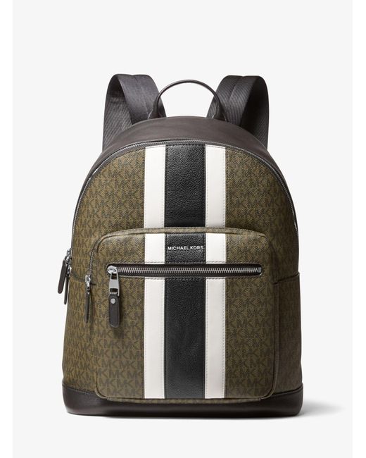 Michael Kors Hudson Pebbled Leather And Logo Stripe Backpack for Men - Lyst