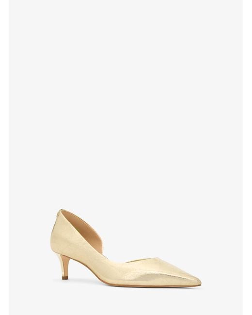 MICHAEL Michael Kors Natural Mk Elyse Crackled Metallic Leather Kitten Pump