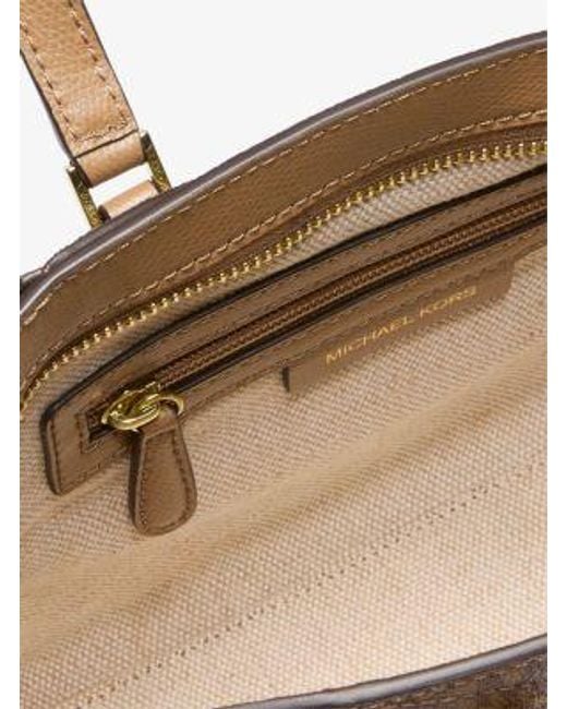 Michael Kors Natural Taryn Small Signature Logo And Leather Convertible Crossbody Bag