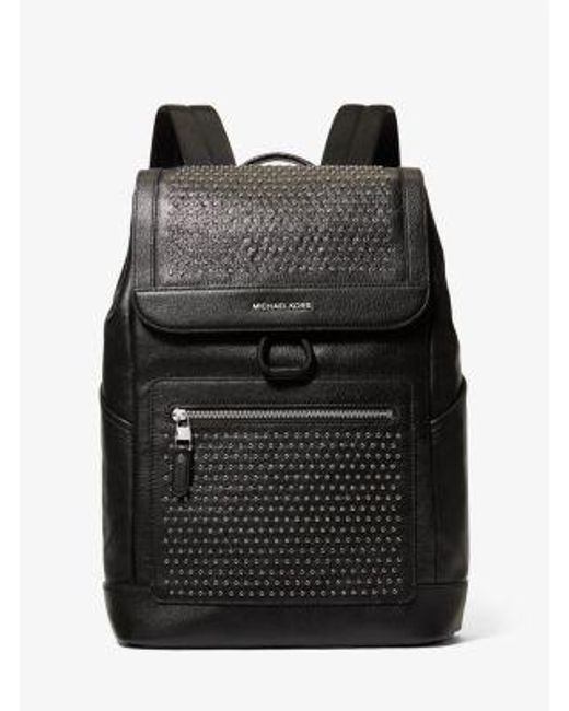 Michael Kors Black Hudson Medium Grommeted Leather Backpack for men