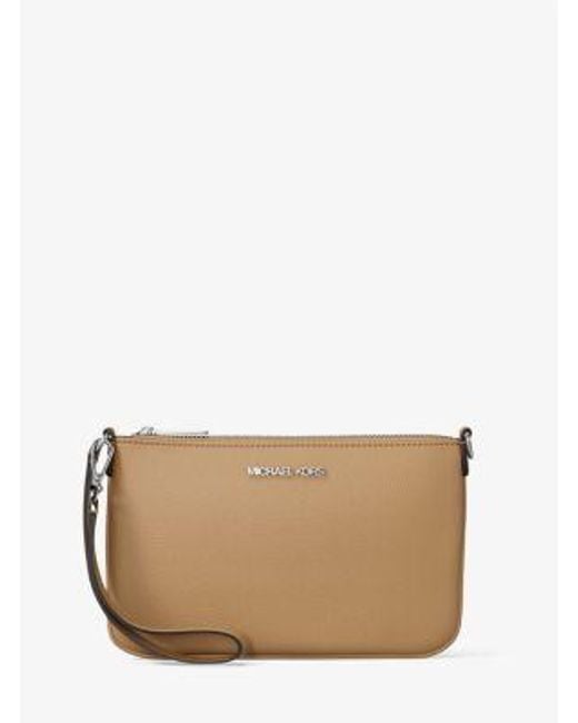 Michael Kors Natural Jet Set Small Pebbled Leather Convertible Wristlet