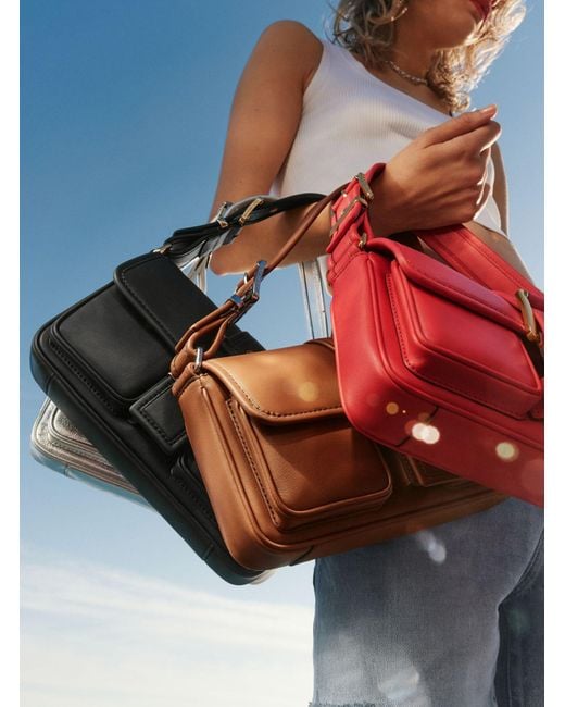Michael Kors Red Colby Medium Leather Shoulder Bag