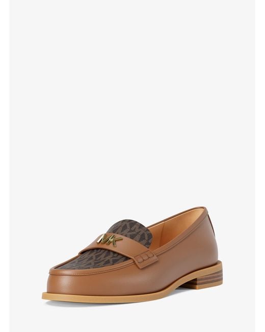 MICHAEL Michael Kors Brown Mk Lex Leather And Signature Logo Loafer