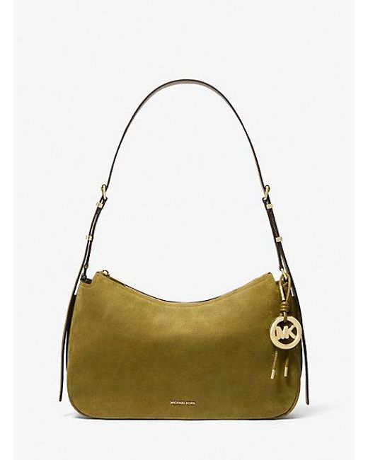 Michael Kors Green Nolita Medium Nubuck Convertible Shoulder Bag
