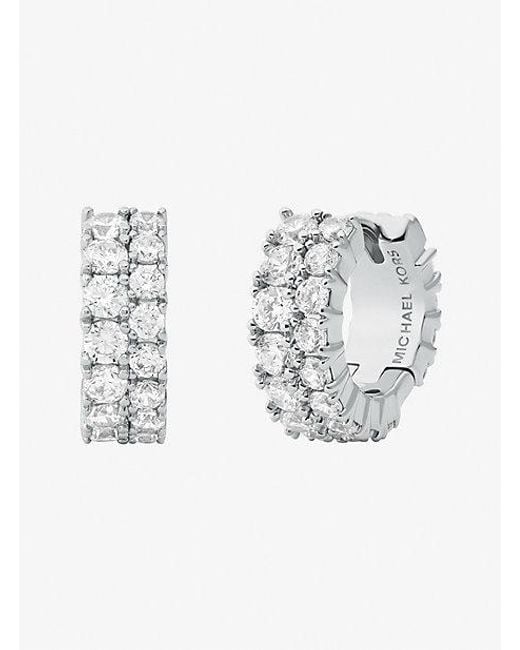 Michael Kors Metallic Double Pavé Huggie Earrings