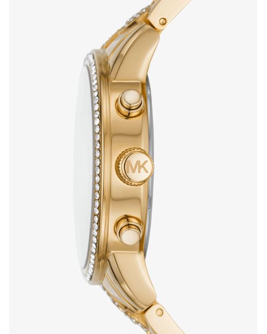 Michael Kors Oversized Ritz Pavé Gold-tone Curb Link Watch in Metallic |  Lyst