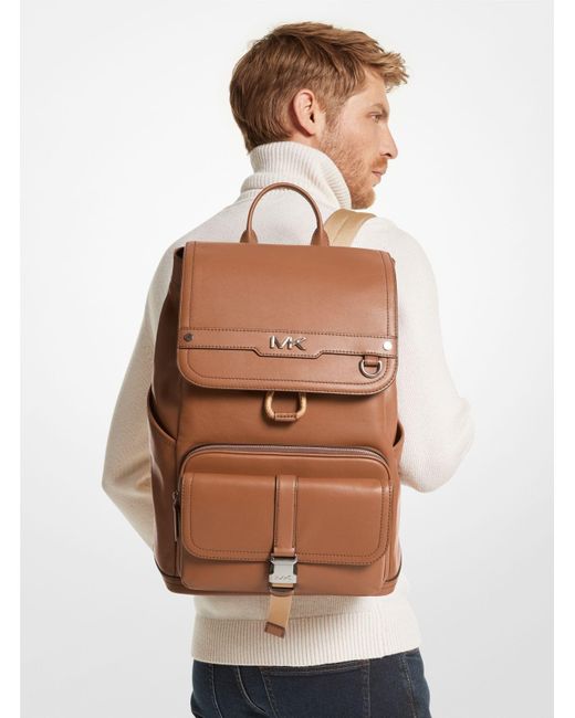 Michael Kors Brown Varick Leather Backpack for men