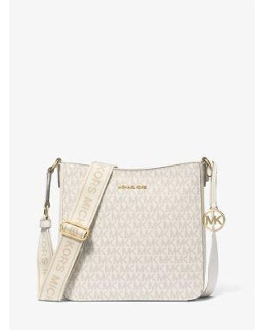 Michael Kors Natural Jet Set Travel Small Signature Logo Crossbody Messenger Bag Vanilla