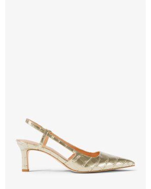 Michael Kors Natural Alora Metallic Crocodile Embossed Leather Slingback Pump