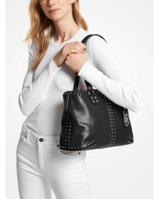 MICHAEL Michael Kors Black Mk Astor Large Studded Leather Tote Bag