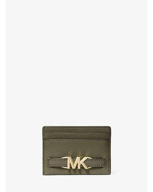 Michael Kors Green Reed Large Pebbled Leather Card Case