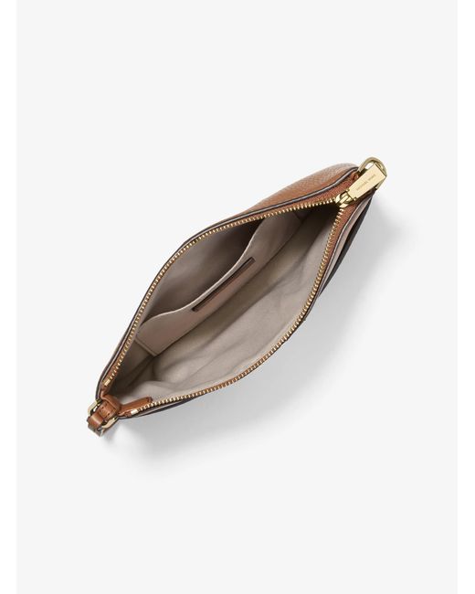 MICHAEL Michael Kors Brown Mk Jet Set Medium Pebbled Leather Wristlet