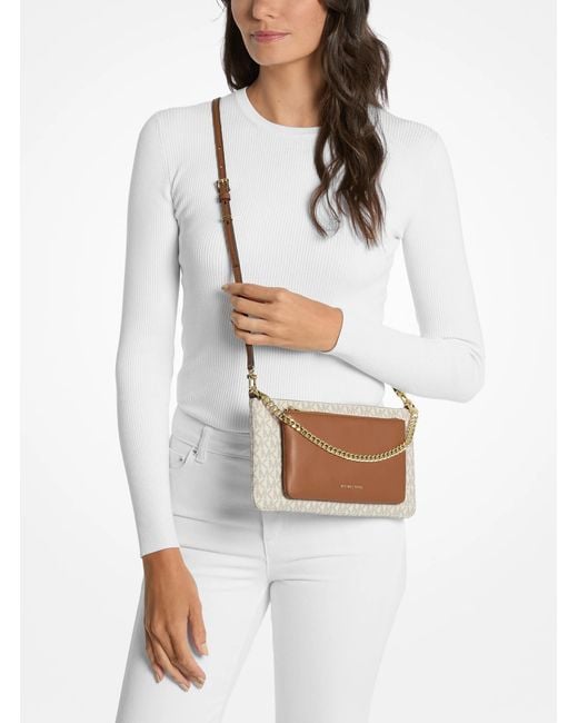 MICHAEL Michael Kors Brown Mk Jet Set Medium Signature Logo Convertible Crossbody Bag