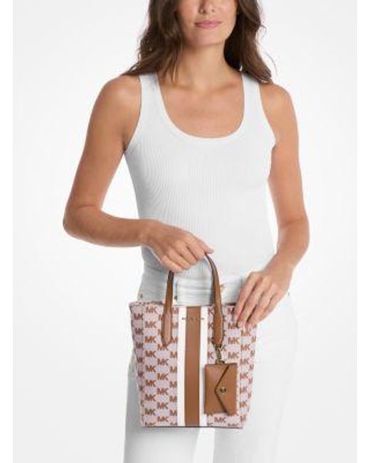 Michael Kors Brown Vincent Small Logo Jacquard Convertible Tote Bag With Card Case