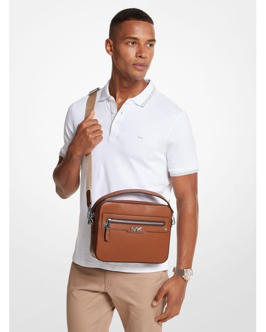 Michael Kors Brown Varick Leather Camera Bag for men
