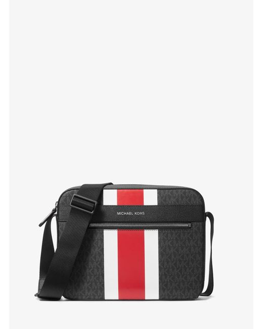 Michael Kors Black Mason Signature Logo Stripe Crossbody Bag for men