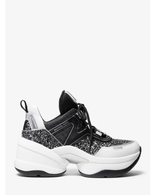 olympia glitter and leather trainer