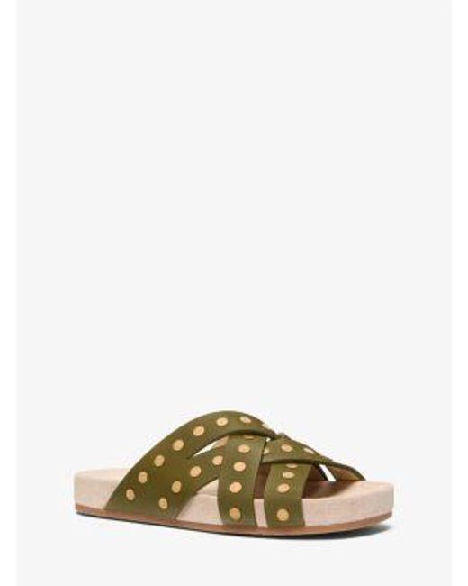Michael Kors Green Irene Studded Leather Sandal