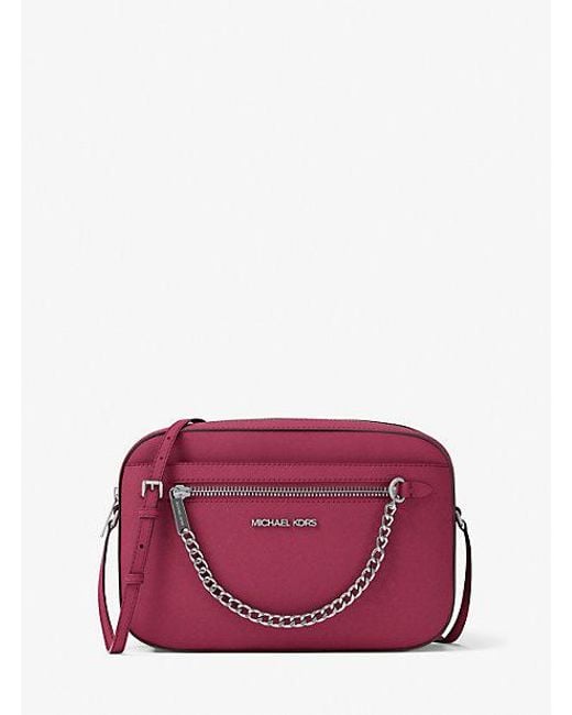Michael Kors Purple Jet Set Large Saffiano Leather Crossbody Bag