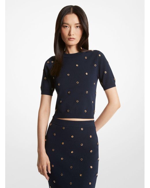MICHAEL Michael Kors Grommet embellished Stretch Viscose Jumper in