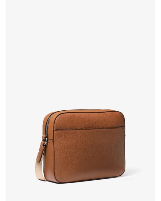 Michael Kors Brown Mk Jet Set Logo Embossed Leather Crossbody Bag for men