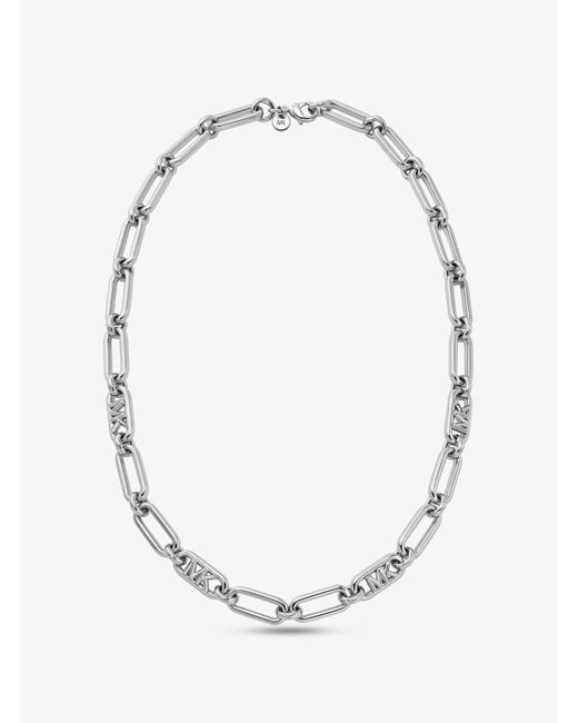 Michael Kors White Precious Metal-plated Brass Chain Link Necklace