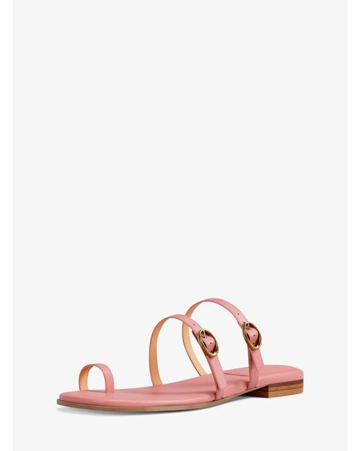 Michael Kors Pink Kya Leather Flat Sandal