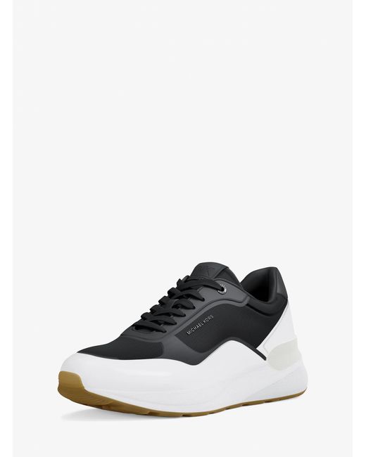Michael Kors White Mk Trevor Mixed-Media Trainer for men