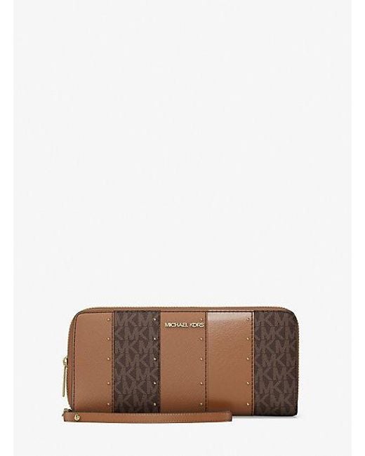 Michael Kors White Jet Set Large Studded Patchwork And Signature Logo Continental Wallet