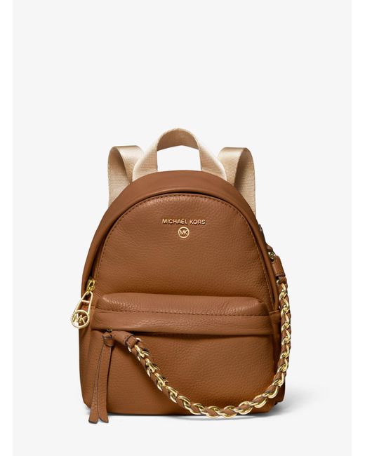 Michael Kors Brown Slater Extra-small Pebbled Leather Convertible Backpack