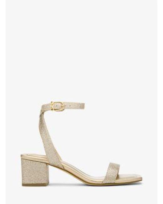 Michael Kors White Merriam Glitter-Embellished Leather Sandal