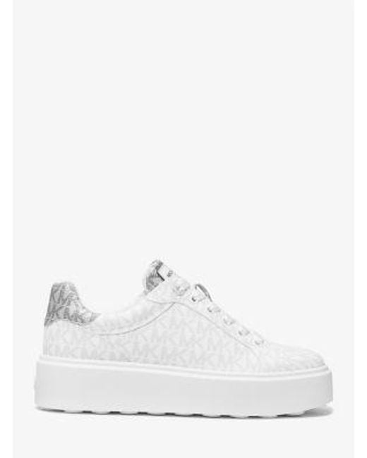 Michael Kors White Romey Metallic Two-Tone Signature Logo Platform Sneaker