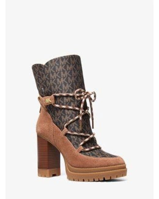 Michael Kors Brown Culver Mixed-Media Platform Boot