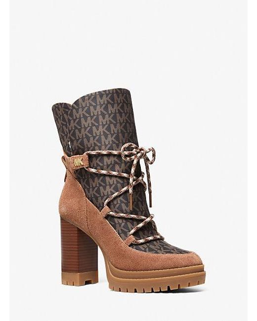 Michael Kors Brown Culver Mixed-Media Platform Boot