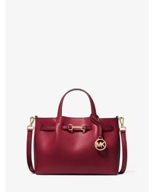 Michael Kors Red Carson Small Pebbled Leather Satchel